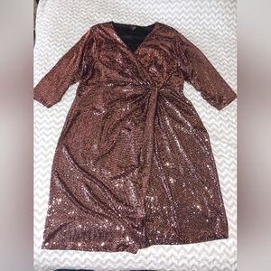Brown/Champaign Sequin Plus 3x/22w Holiday Dress